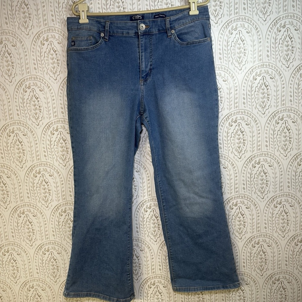 Chaps Women's Midrise Crop‎ Kick Size 14/32 Jeans Medium Wash Pockets